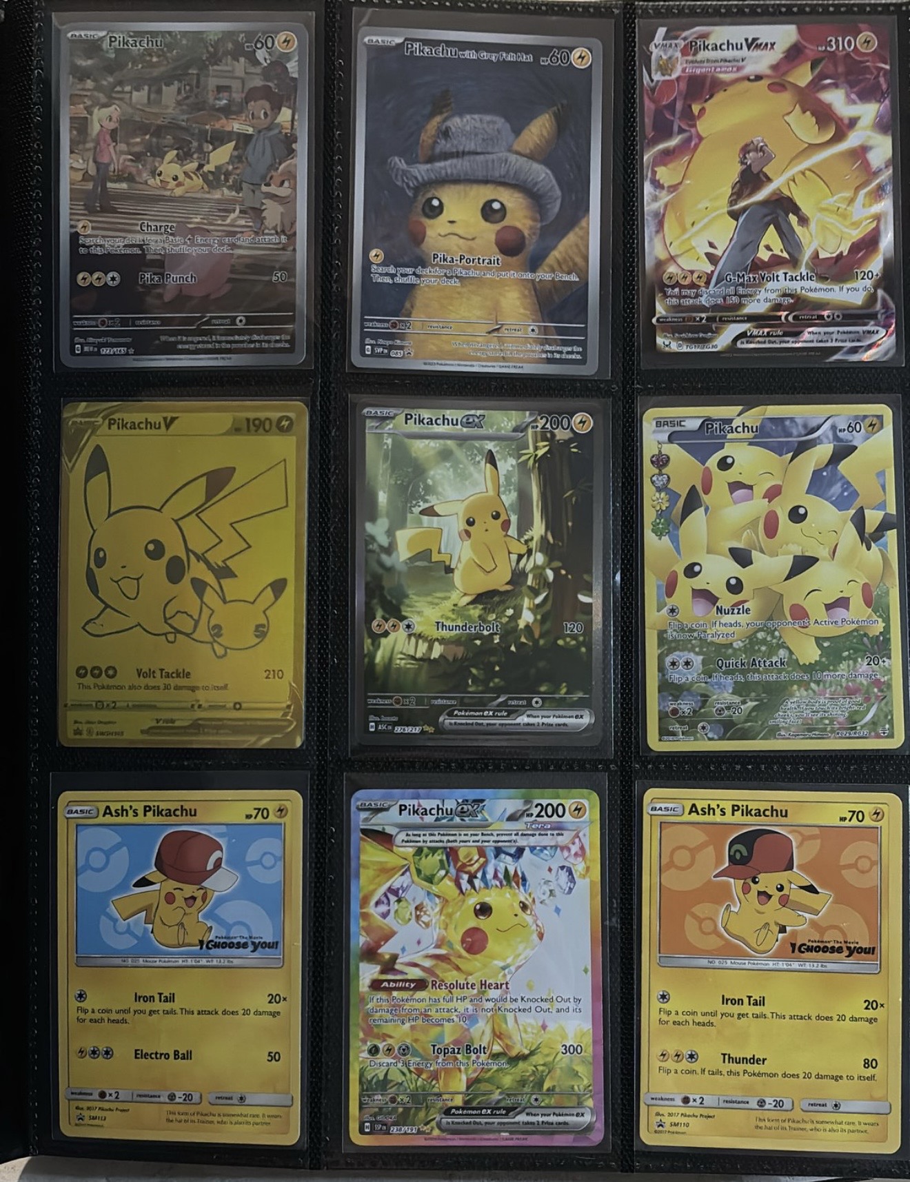 The owner's son's Pikachu card collection